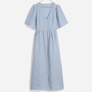 Cassie Button-Front Midi Dress in Linen